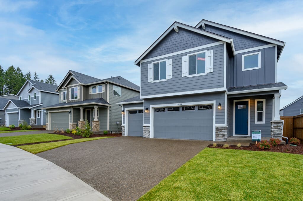 Streetscape of new homes in Washington