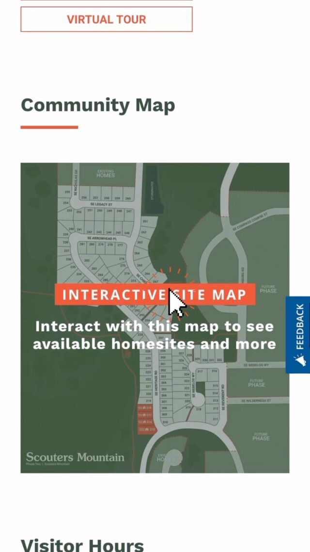Learn how to use our interactive site maps! They are a great tool for house shopping. What are these maps good for?
🏘️ see which lots are available at your favorite site
🔍 get a closer look at your ideal floor plans
🛋️ experiment with furniture placement and plan out your future space (desktop only)
📌save your favorites for later!