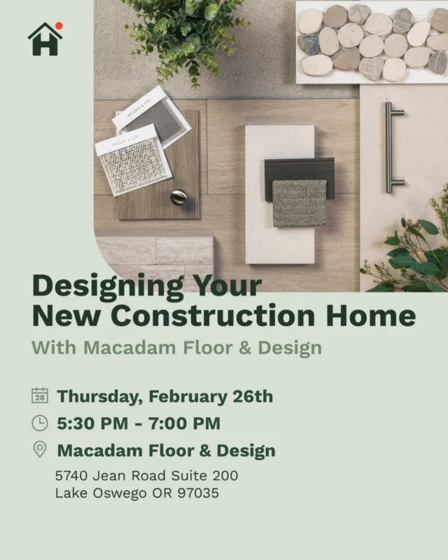 Dreaming of your perfect new construction home? 🏡✨ Join us for an evening with Macadam Floor & Design and discover how to bring your vision to life!

🗓️Thursday, Feb 26
⏰ 5:30 – 7:00 PM
📍Macadam Floor & Design

Get inspired with design tips, expert insights, and ideas to make your space truly yours.
